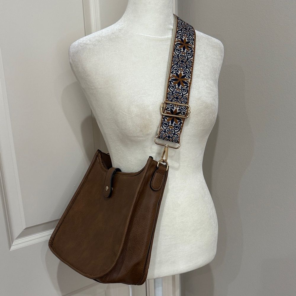 Pats Monograms Brown Leather Embroidered Shoulder Bag
